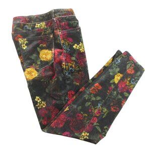 Pilcro Anthropologie Mid Rise Velvet Skinny Jeans Women 30 Floral Print Stretch